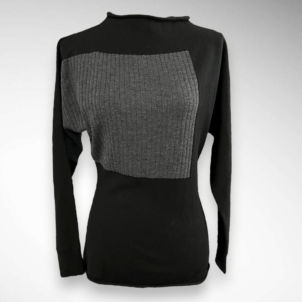 LAFAYETTE 148 Black and Gray Colorblock Lightweight Wool Sweater‎ Small | EUC